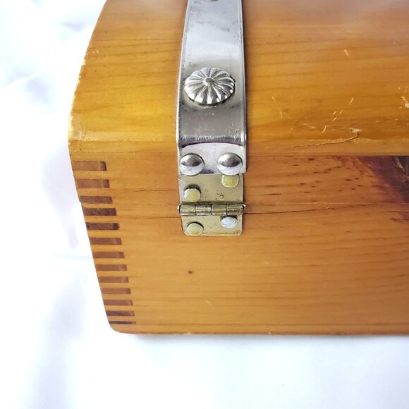 VTG Cedar Chest: Dove Tailed Wooden Box Nautical Clipper Ship Treasure Chest - Picture 11 of 16